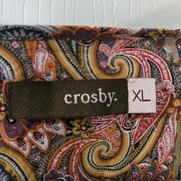 XL Crosby Orange Graphic Paisley Print Tie Front Blouse - Picture 3 of 7